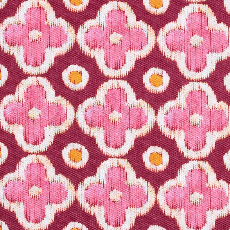 Tkanin dekoracyjna Płótno wygląd haftu – bordo/pink, image number 1