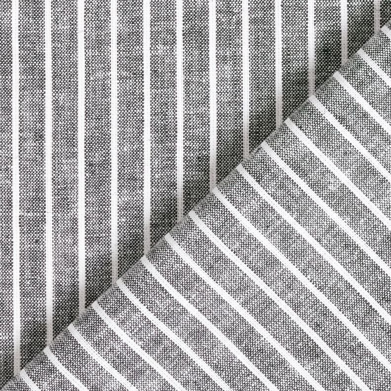 Mieszanka lnu i bawełny szerokie paski &ndash; czerń/biel,  image number 4