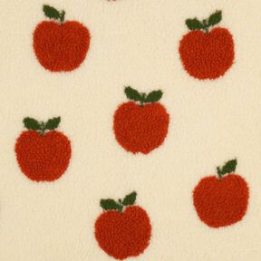 Puszysty plusz jabłka | Poppy Fabrics – mleczna biel/terakota, 