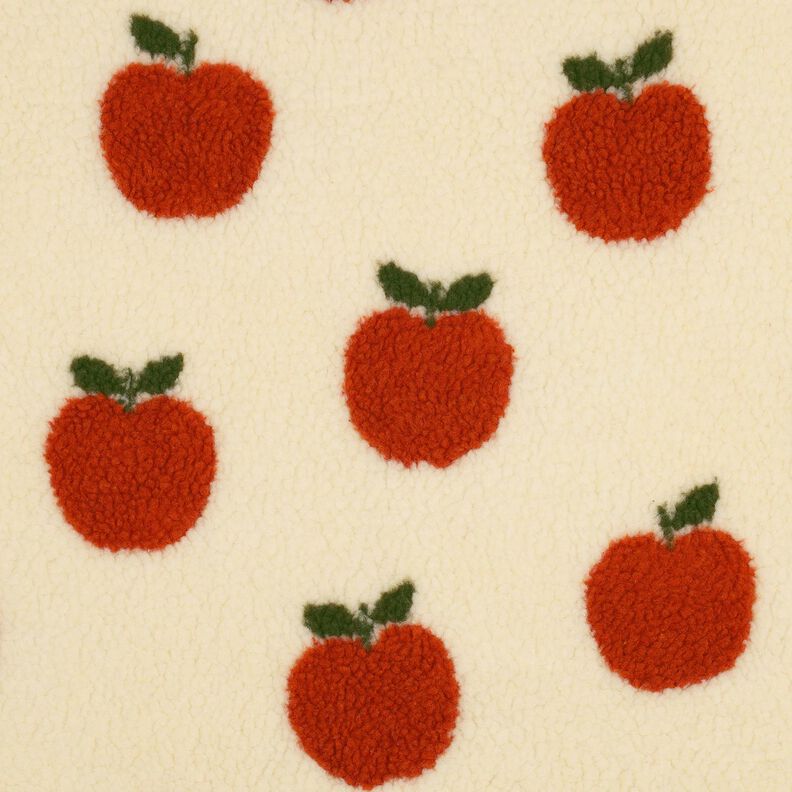 Puszysty plusz jabłka | Poppy Fabrics – mleczna biel/terakota, image number 1