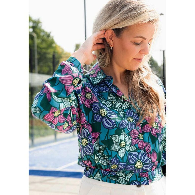 LENZING™ EcoVero™ Tkanina wiskozowa kwiaty | Poppy Fabrics – merlot/brzoskwinia,  image number 5