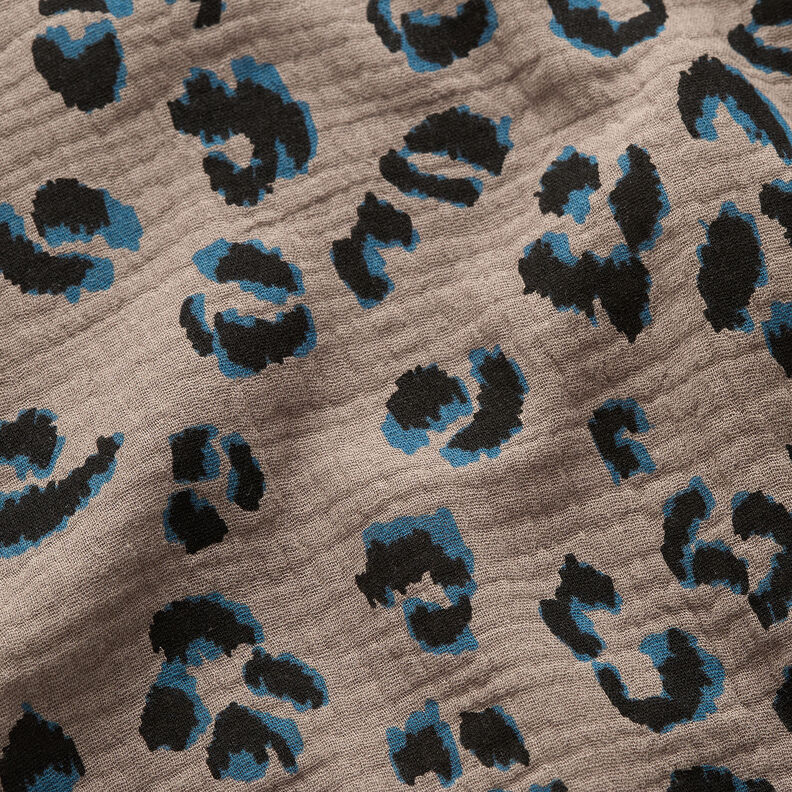 Muślin / Tkanina double crinkle panterka – kreci/petrol, image number 2