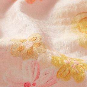 Muślin / Tkanina double crinkle duże kwiaty nadruk cyfrowy – różowy, 
