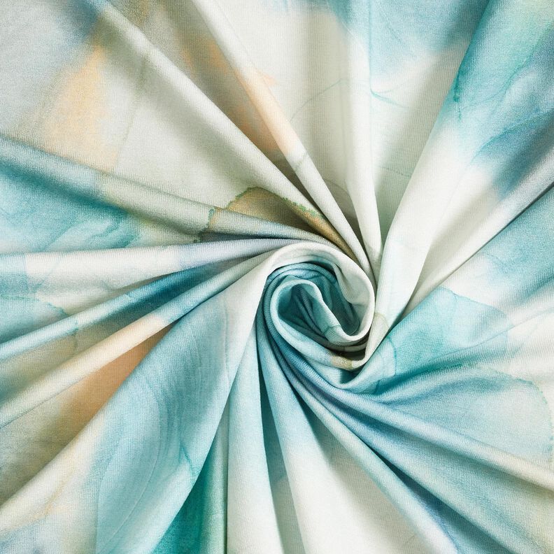 Dżersej wiskozowy we wzór marmurkowy – błękit morski,  image number 3