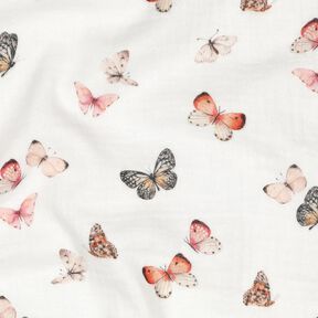 Muślin / Tkanina double crinkle śliczne motyle nadruk cyfrowy | Poppy Fabrics – kość, 