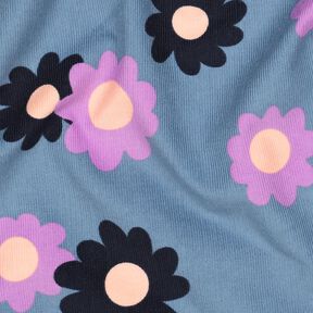 Sztruks cienki kwiaty | Poppy Fabrics – dżins/lawendowy, 