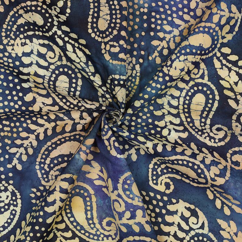 Delikatny batyst bawełniany Batik Paisley – niebieski oceaniczny/piasek,  image number 3