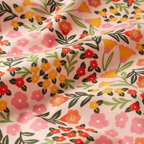 Bawełna powlekana ukwiecona łąka – jasnobeżowy/pink, 
