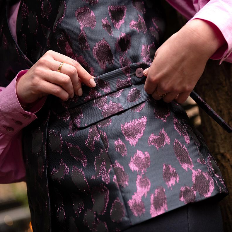 Żakard panterka Metaliczny | Poppy Fabrics – antracyt,  image number 6