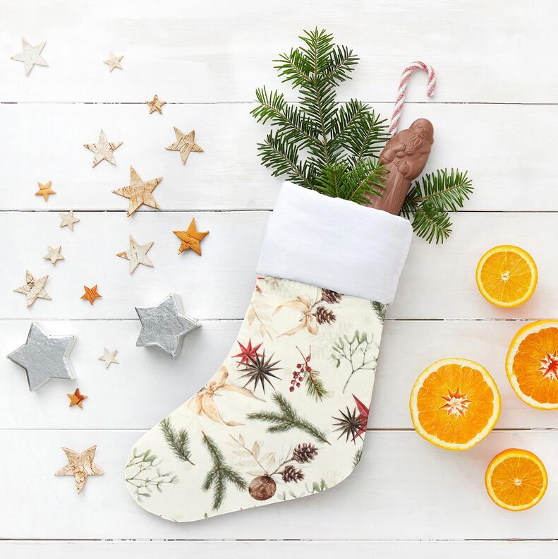 Tkanin dekoracyjna Żakard Lureks gałązki jodły – naturalny/złoto,  image number 6