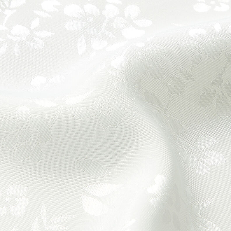 Satyna Tkanina podszewkowa Kwiaty – biel,  image number 2