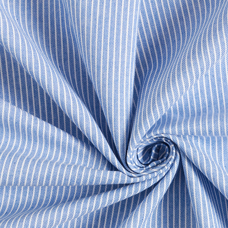 Tkanina na bluzki Mieszanka bawełny paski – jasnoniebieski/biel,  image number 3