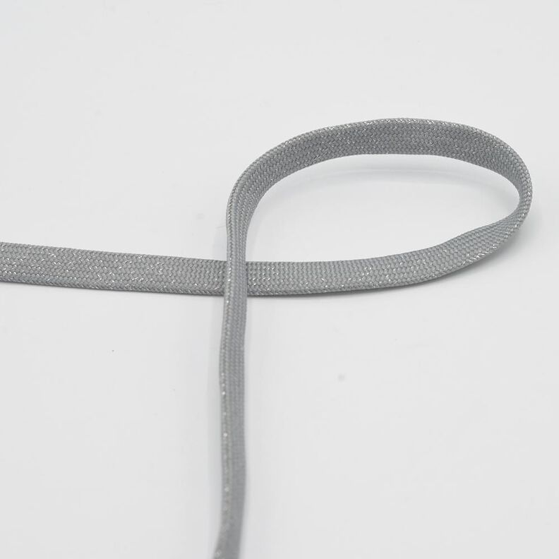 płaski sznurek Bluza z kapturem Lureks [8 mm] – szary słoniowy/srebrny metaliczny,  image number 1