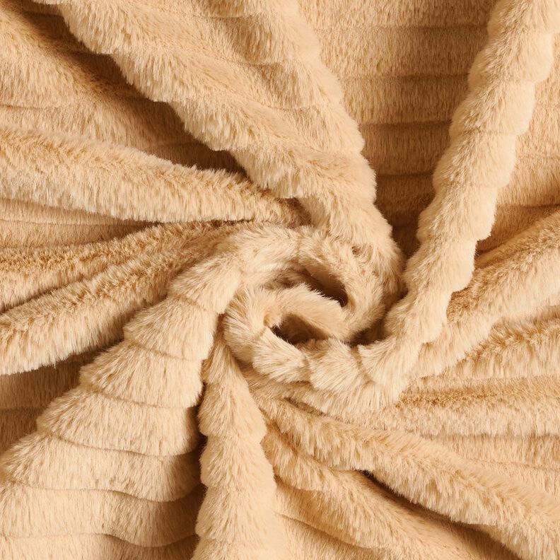 Sztuczne futro w szerokie poziome paski – beż,  image number 3