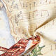 Element dekoracyjny gobelin rudzik z nutami – biel,  thumbnail number 3
