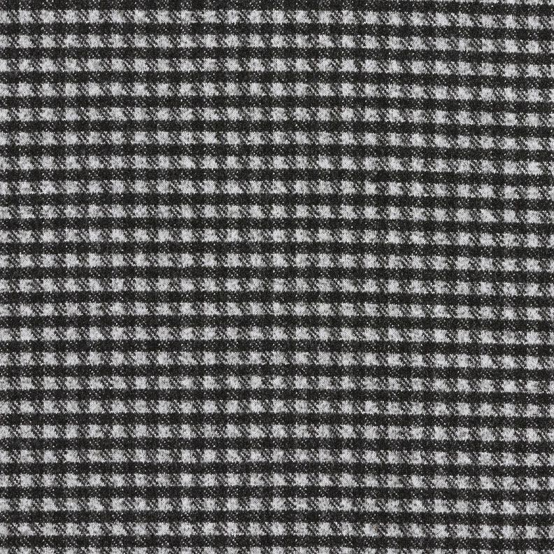 Dzianina płaszczowa strecz w małą kratkę – jasnoszary/czerń,  image number 1