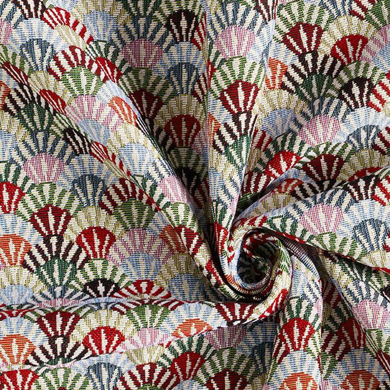 Tkanin dekoracyjna Gobelin małe wachlarze – jasnobeżowy/zieleń,  image number 3