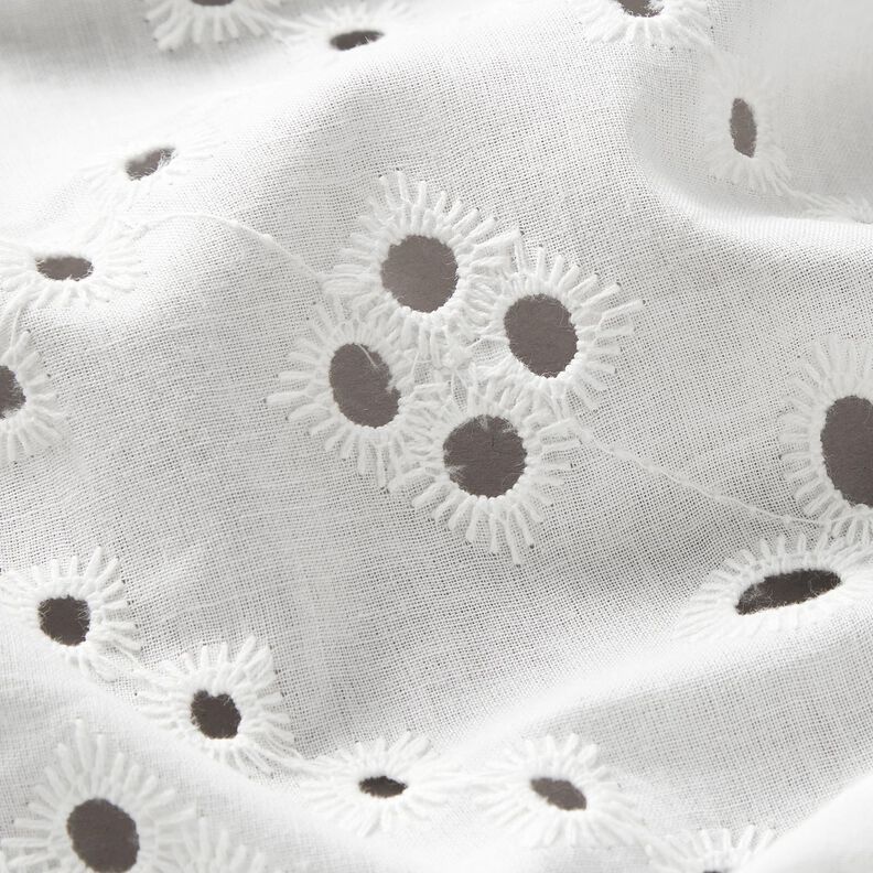 Tkanina bawełniana z haftem dzierganym – biel,  image number 2