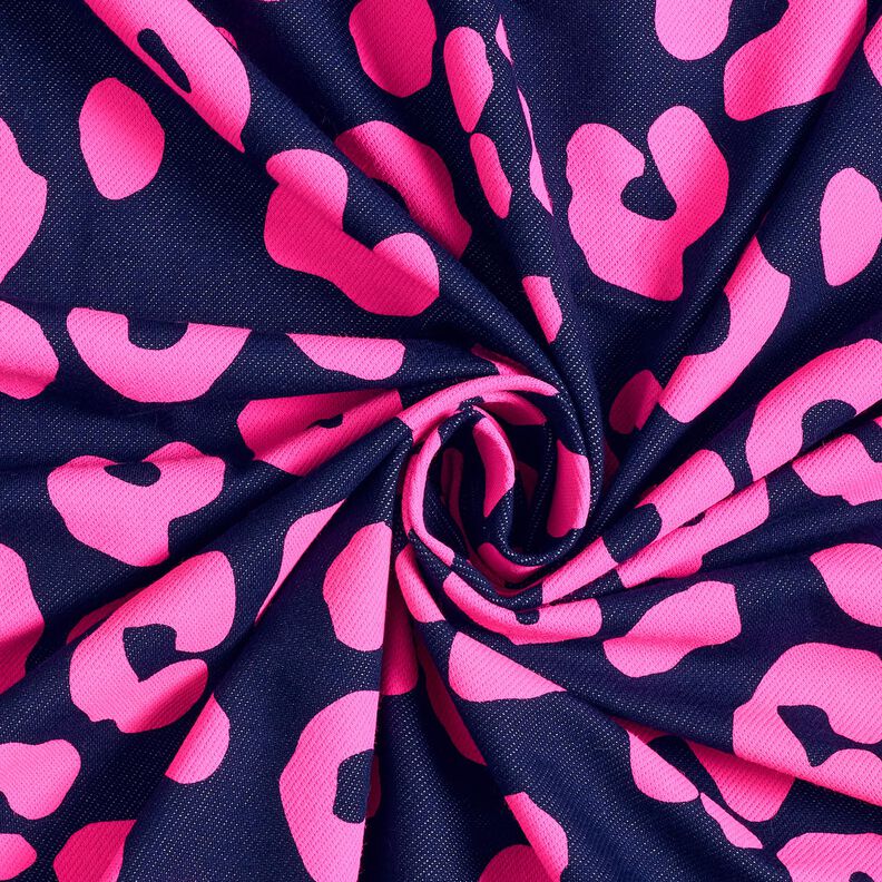 Dzianina dresowa pętelkowa French Terry o wyglądzie dżinsu z neonowym wzorem w panterkę –,  image number 3