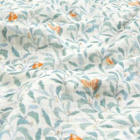 Muślin / Tkanina double crinkle Łąka z motylami nadruk cyfrowy | Poppy Fabrics – kość słoniowa, 