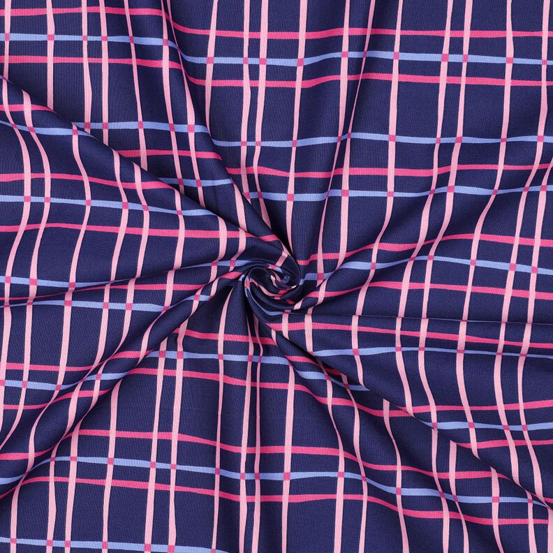 Popelina bawełniana falista krata | Poppy Fabrics – indygo/róż,  image number 3