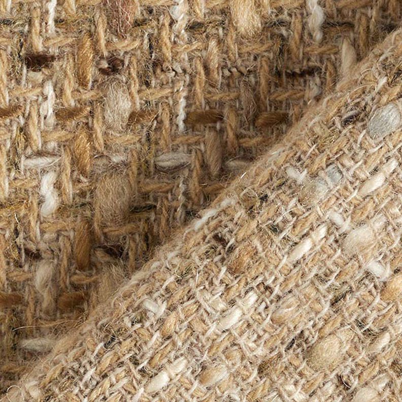 Materiał na płaszcze mieszanka z żywą wełną melanż – ciemny beż,  image number 6
