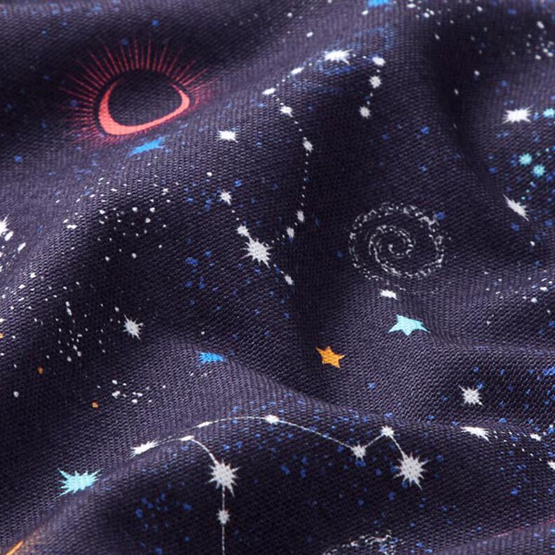 Tkanina dekoracyjna półpanama Kolorowy wszechświat – granat,  image number 2