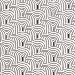 Tkanin dekoracyjna Half panama minimalistyczne łuki &ndash; biel/szary, 