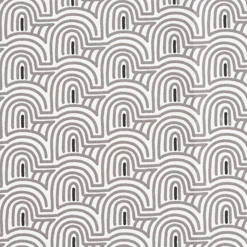 Tkanin dekoracyjna Half panama minimalistyczne łuki &ndash; biel/szary,  image number 1