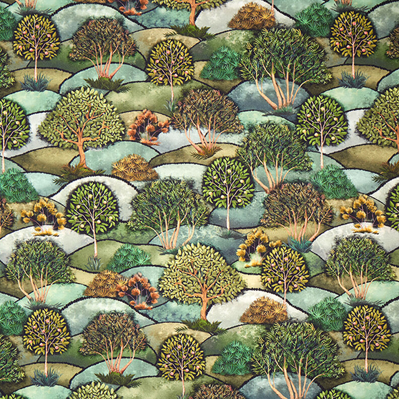 Tkanina dekoracyjna half panama z nadrukiem cyfrowym Krajobraz – zieleń,  image number 1
