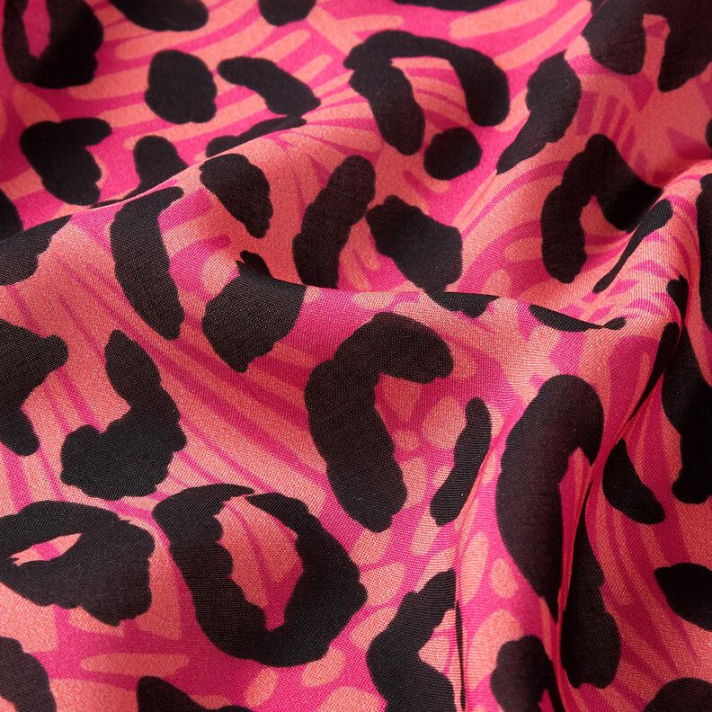 Wiskoza Woal Bordiura ze wzorem panterki i kwiatów Panel – pink/pomarańcza,  image number 7