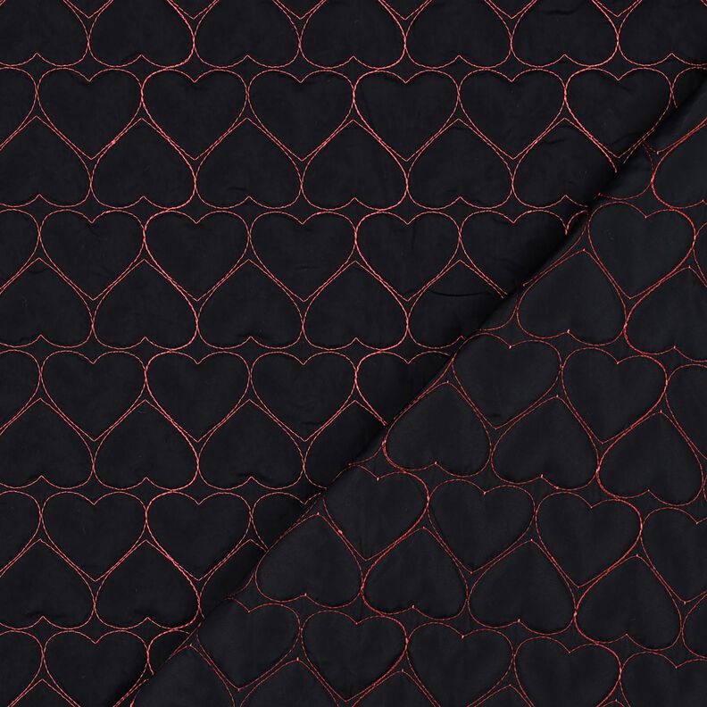 Tkanina pikowana neonowe serca | Poppy Fabrics – czerń/neonowy pink,  image number 4