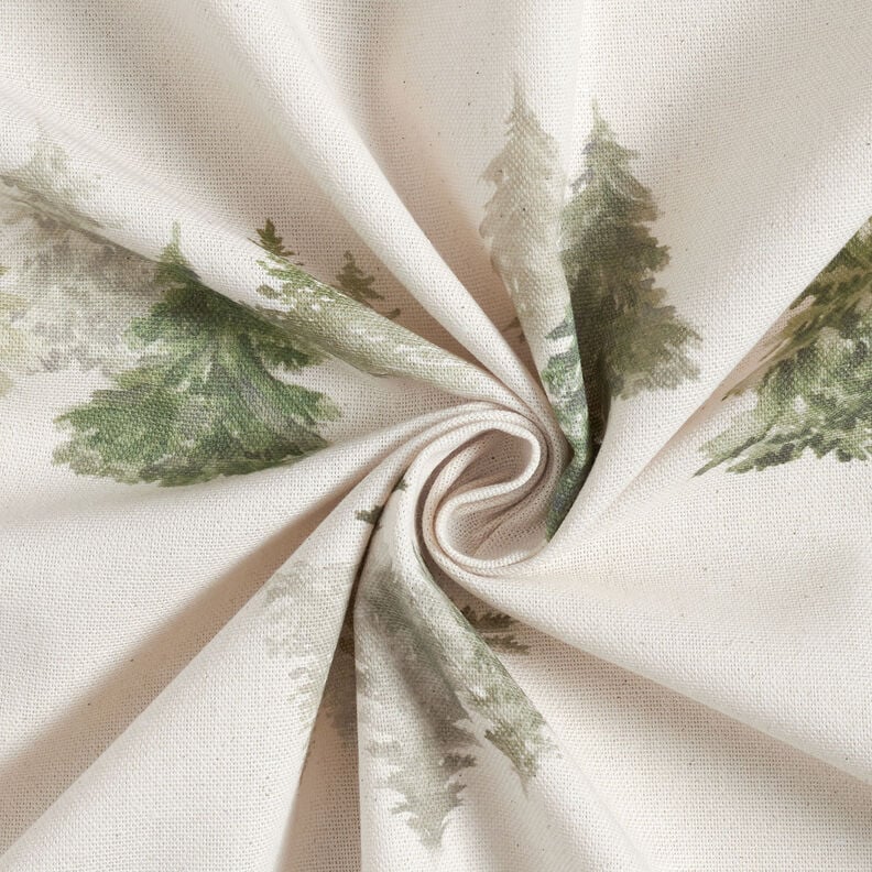 Tkanin dekoracyjna Half panama eleganckie choinki – naturalny/pinia,  image number 3