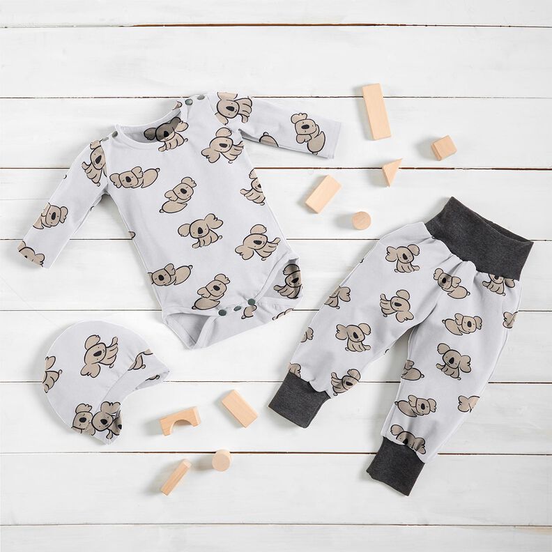 GOTS Dżersej bawełniany koala | Poppy Fabrics – biel/migdałowy,  image number 7