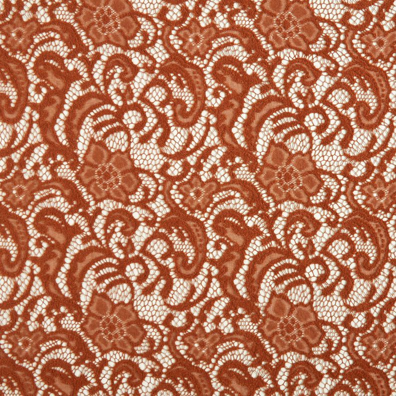 Koronka bouclé w kwiaty – miedź,  image number 1