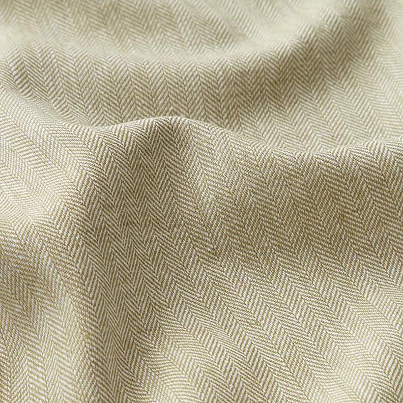 Mieszanka lnu i bawełny w jodełkę – khaki,  image number 2