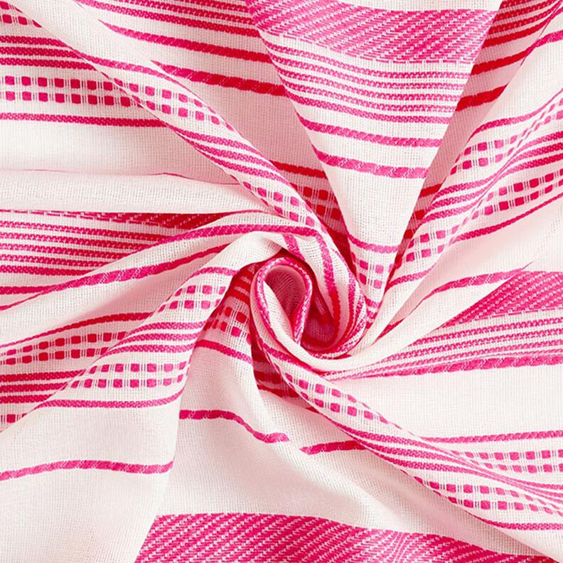 Tkanina bawełniana haftowana w paski – mleczna biel/pink,  image number 3