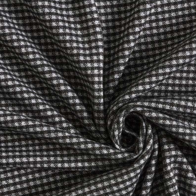 Dzianina płaszczowa strecz w małą kratkę – jasnoszary/czerń,  image number 3