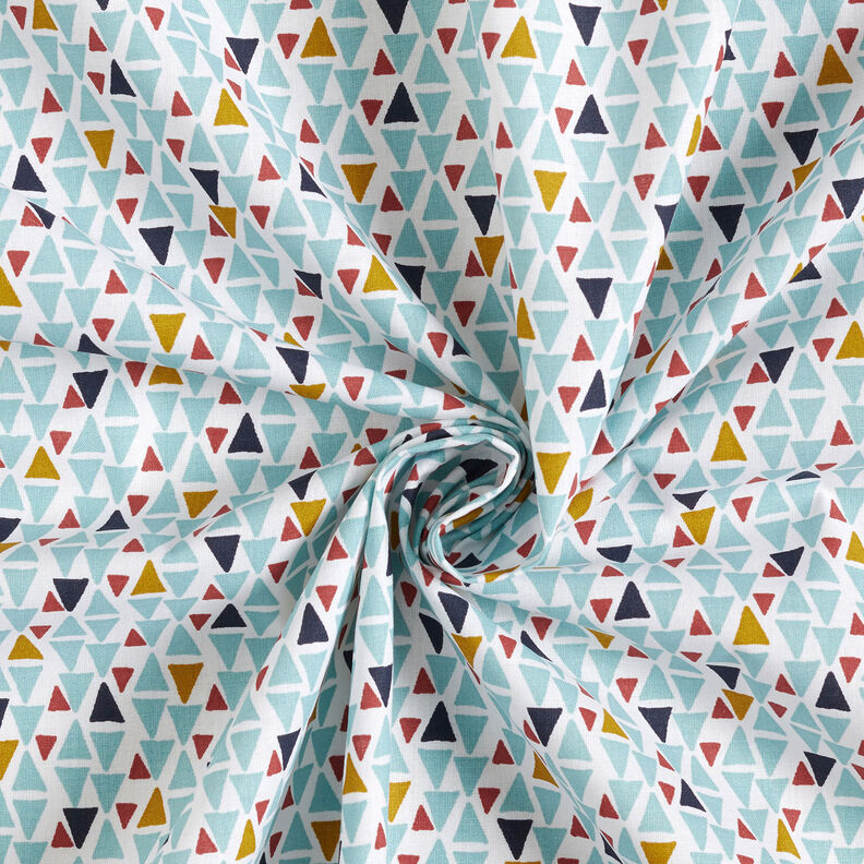 Tkanina bawełniana Kreton trójkąty mini – błękit morski/biel,  image number 3