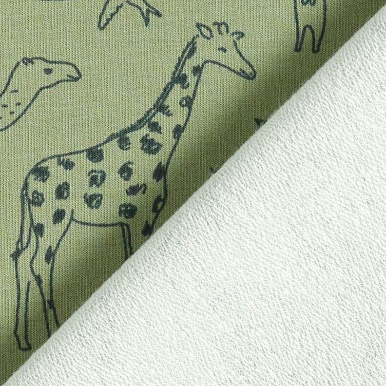 Dzianina dresowa pętelkowa French Terry gezeichnete Safari-Tiere – jasny khaki,  image number 5
