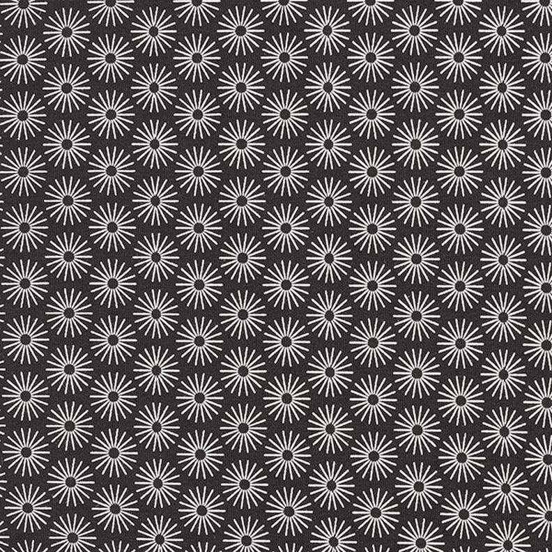 Dżersej bawełniany w 
błyszczące kwiaty – czerń,  image number 1