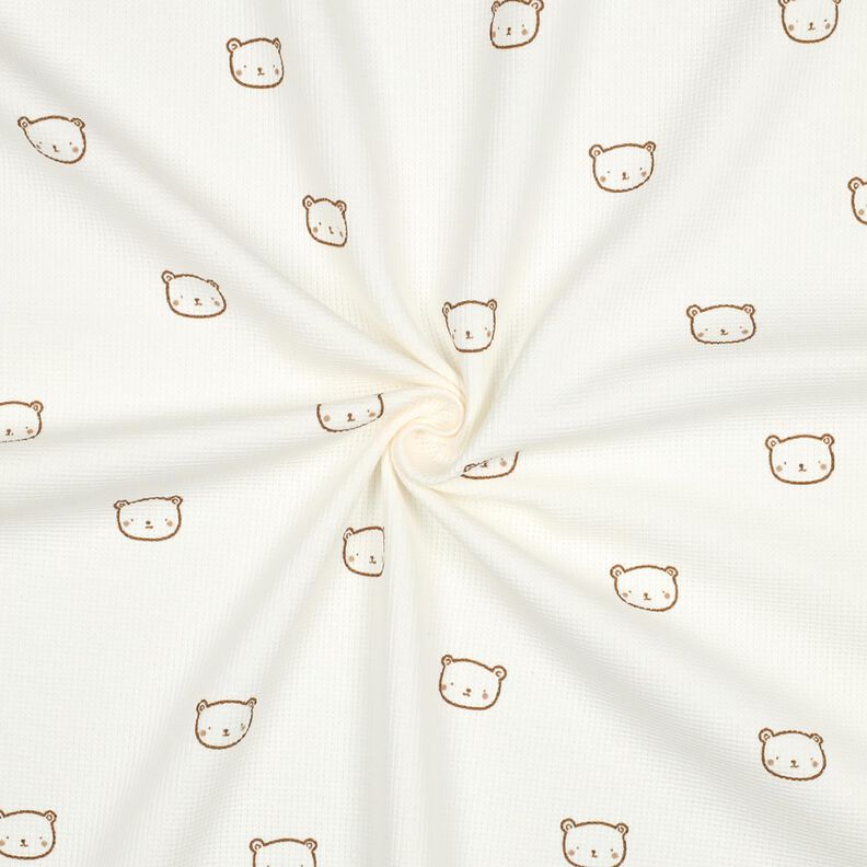Dżersej wafel niedźwiadki | Poppy Fabrics – mleczna biel/brąz sarni, image number 3