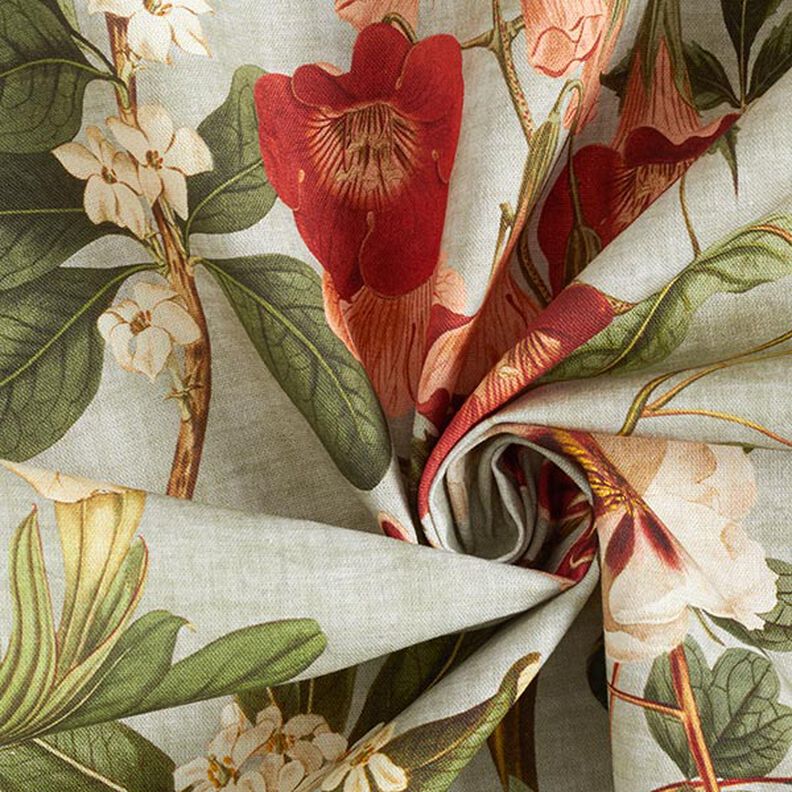 Tkanina dekoracyjna płótno nostalgiczne kwiaty – zieleń trzcinowa,  image number 3