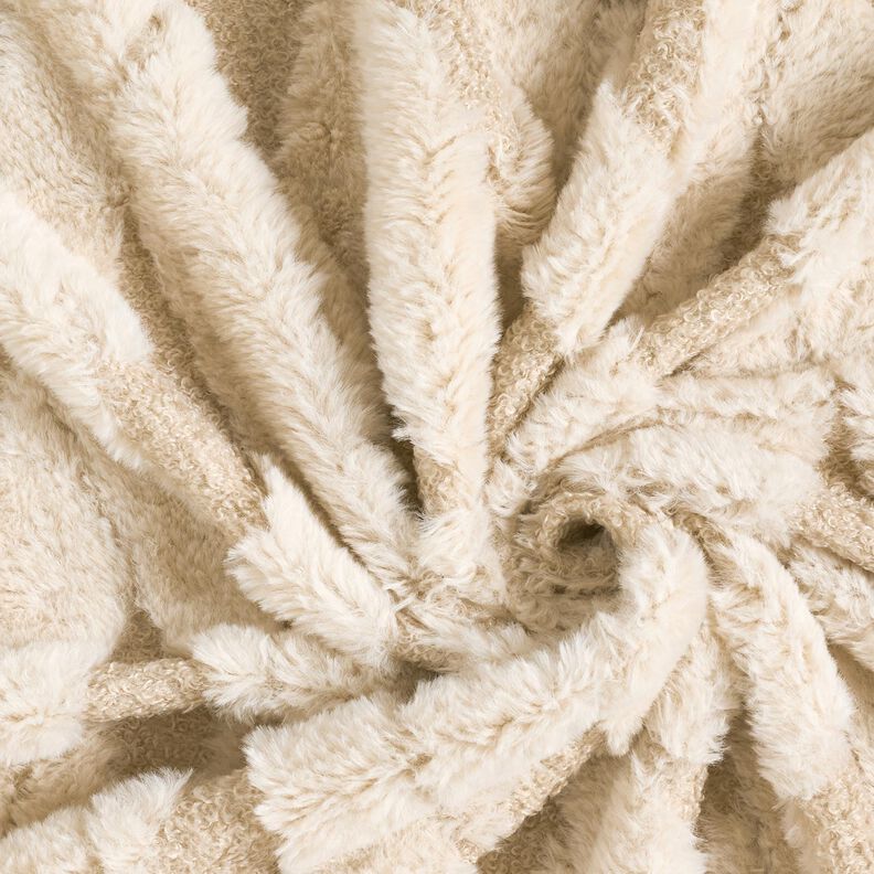 Sztuczne futerko Tkanina bouclé romby – piasek/naturalny, image number 3