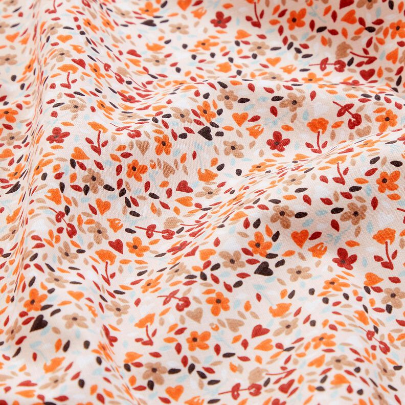 Tkanina bawełniana Kreton rozrzucone kwiaty – różowy/brzoskwiniowopomarańczowy,  image number 2