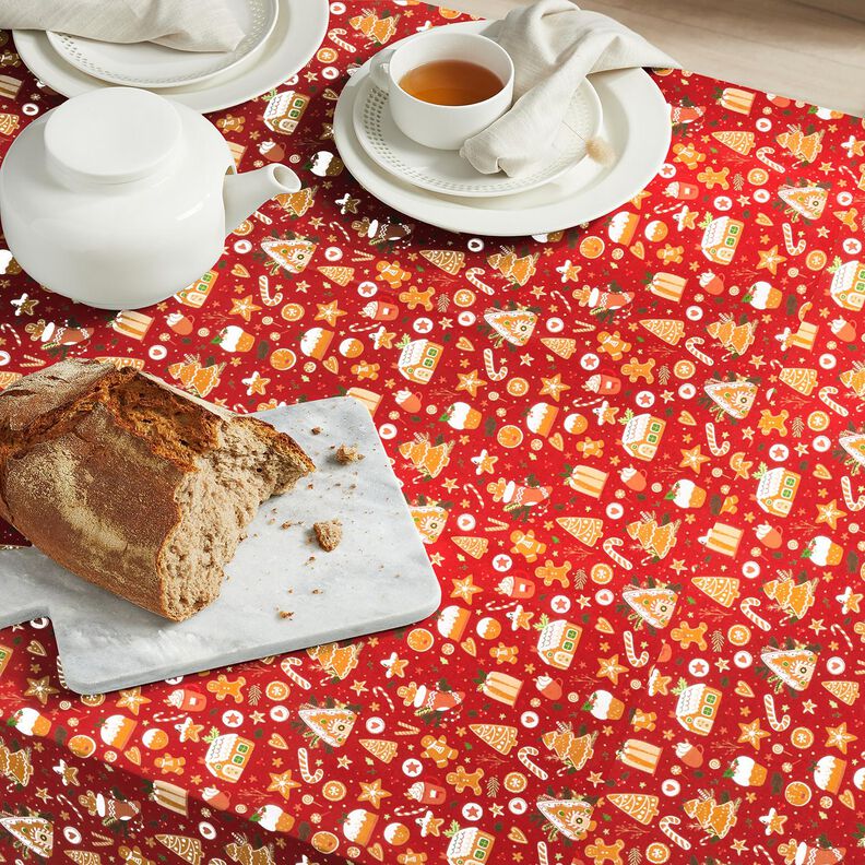 Tkanina bawełniana Popelina pierniki – czerwień karminowa/musztarda,  image number 7