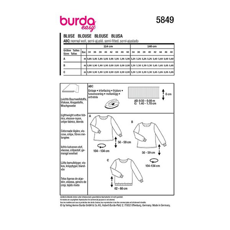Bluzka | Burda 5849 | 34-48,  image number 12