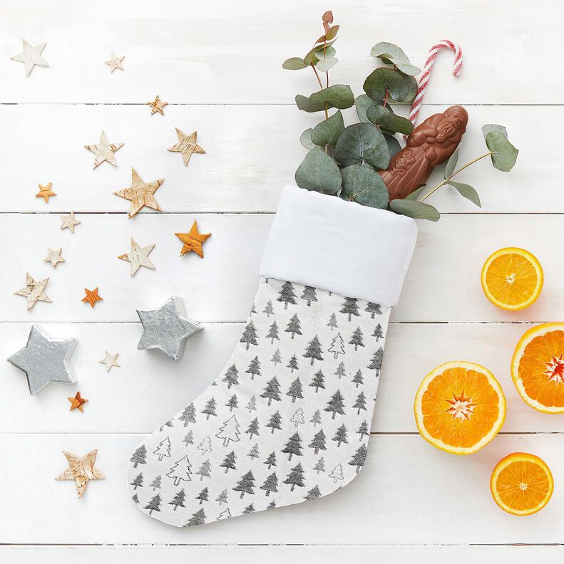 Tkanin dekoracyjna Żakard błyszczące jodły – antracyt/srebro,  image number 5