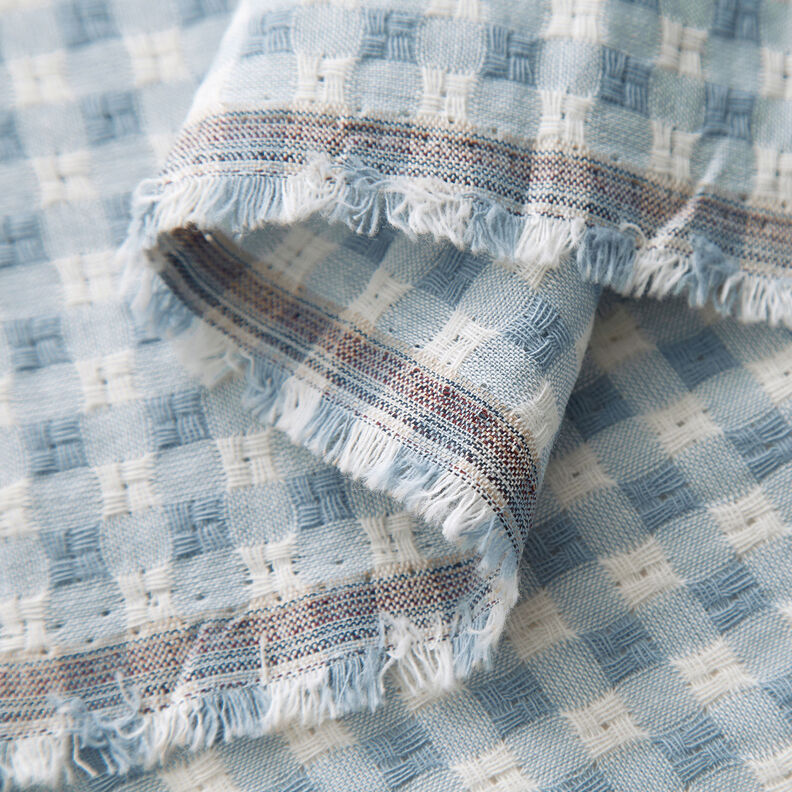 Tkanina bawełniana ze strukturą w kratkę – biel/jasnoniebieski,  image number 3