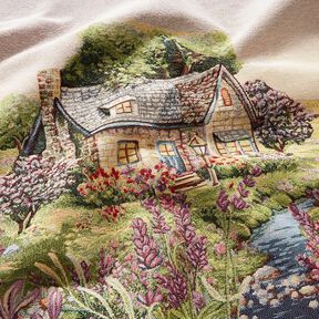 Panel dekoracyjny Gobelin romantyczny domek – jasnobeżowy/lawendowy, 